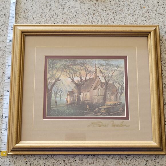 Gene Roncka Signed Frame 'Evening Light' Transfer Picture Print Gold Framed Art - Picture 7 of 12